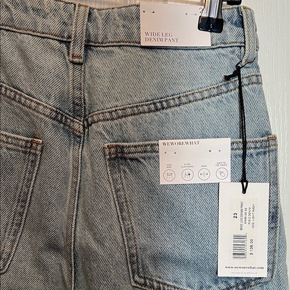 WeWoreWhat High Rise Wide Leg Jeans in ODG Light Wash - Picture 4 of 6